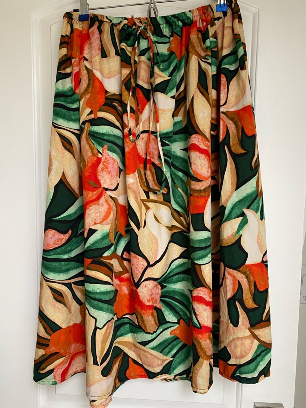 Unlisted Vibrant Floral Circle Skirt in Green, Orange & Cream